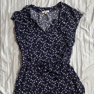 Le Lis Midnight Blue Blouse with Bird Pattern